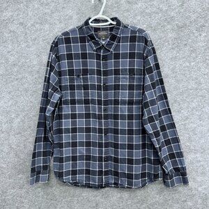 Quiksilver Waterman Men's Long Sleeve Blue Plaid Flannel Shirt M, Regular Fit